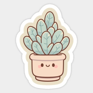 Cute Kawaii Cactus Succulent Houseplant | Kawaii Plant Illustration Design | Kawaii Cute Plant Sticker